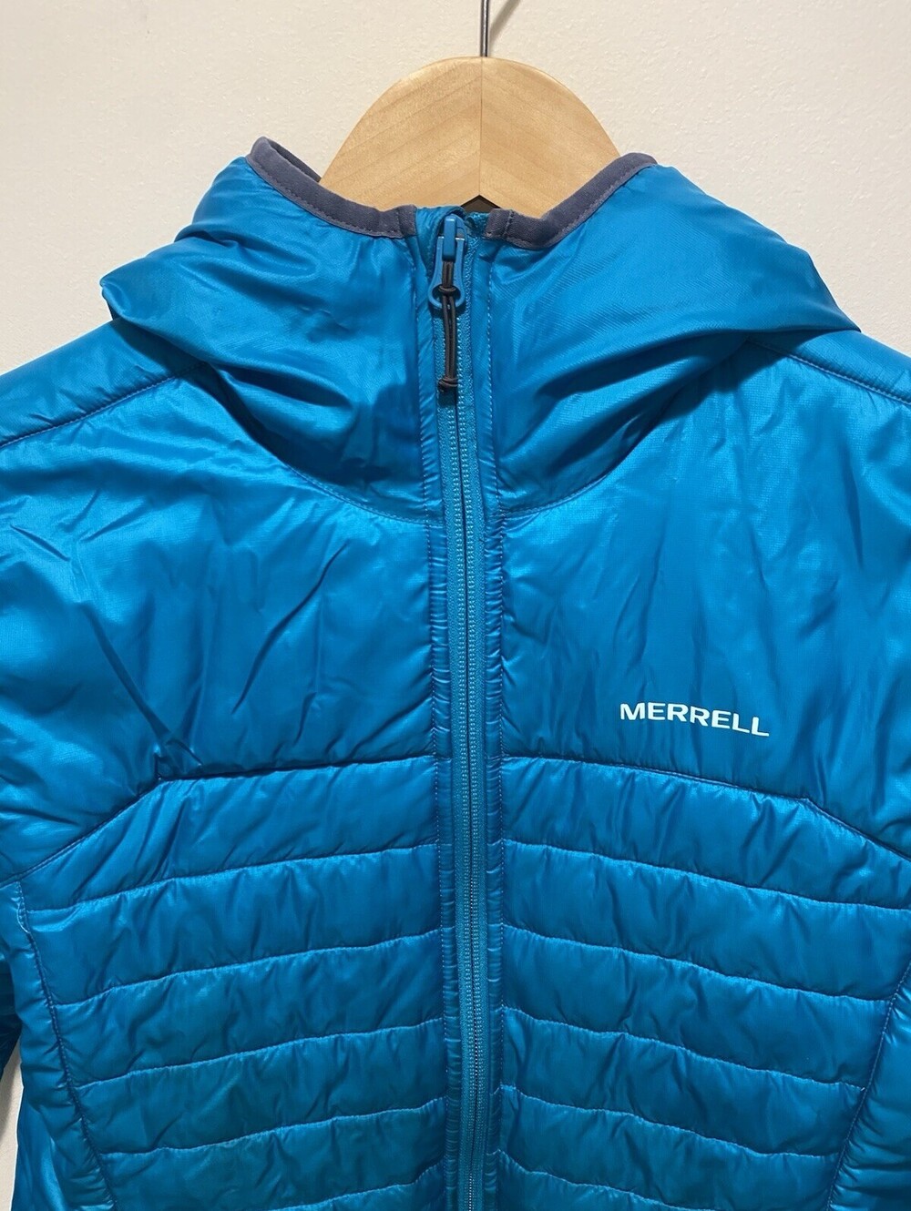 Merrell Women's Puffer Jacket Teal, Primaloft Full Zip, Quilted Zip-In Pockets - Picture 2 of 8